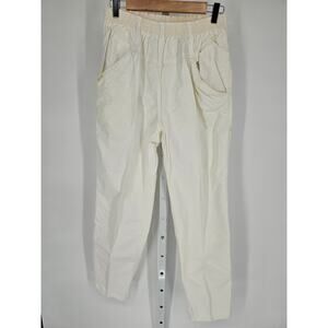 Gitano Women's Straight Leg Cotton White high Rise Elastic Waist Pant Size 16